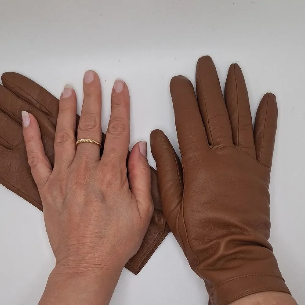 Elegant Brown Leather Gloves